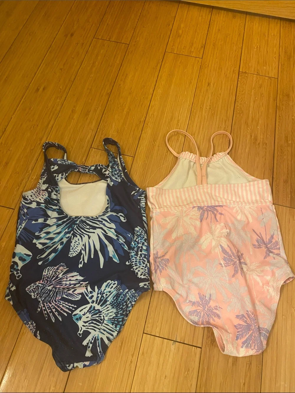 Girls' One-Piece Swimsuit - Pink Palm Print